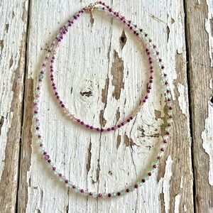 Set of two necklaces w/Fluorite, Rubies & Crystal Beads